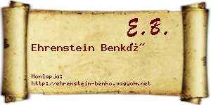 Ehrenstein Benkő névjegykártya